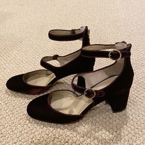 Ann Taylor Purple Velvet Mary Jane Pumps